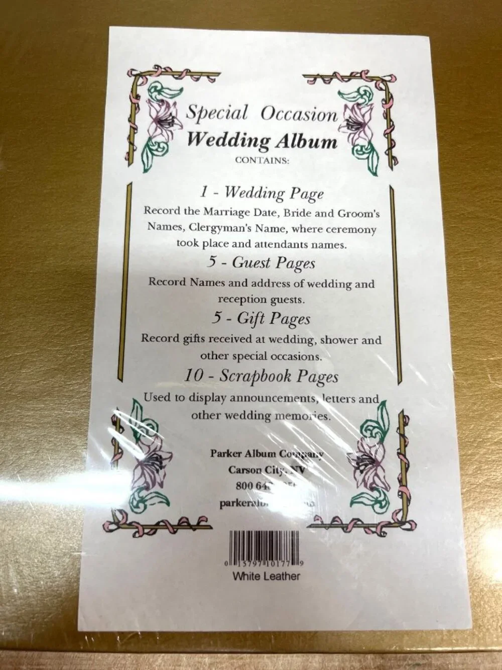 Wedding White Leather Album  Wedding Page, Guest Page, Gift Pages Scrapbook Page
